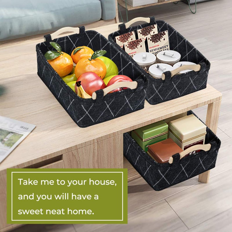 KWLET Storage Baskets Bin Narrow Long Basket for Closet Decorative Cube Nursery Container for Toys Towels Tissues Toiletry Caddy Car Organizer Dark GRAY - Image 4